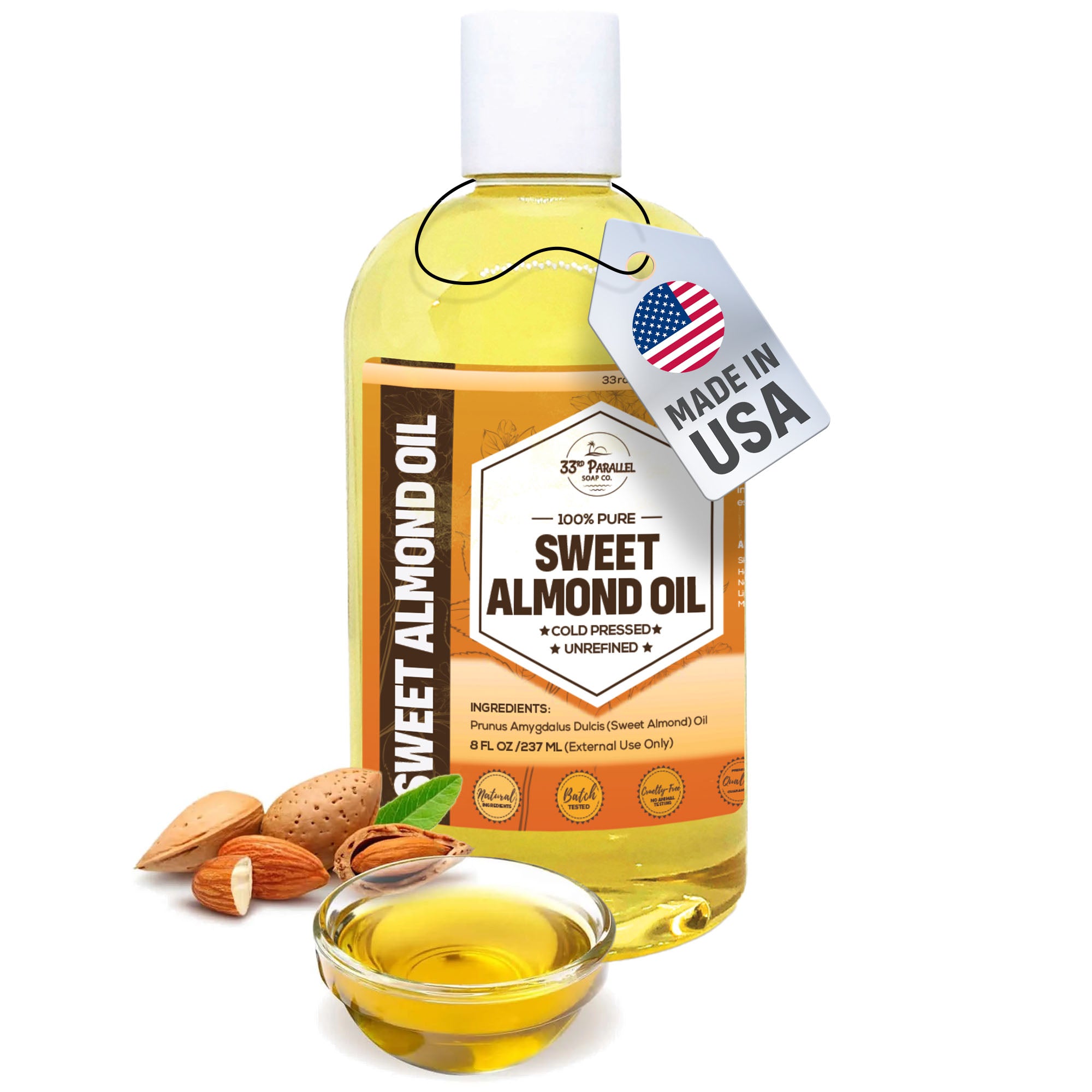 Sweet Almond Oil for Skincare & Haircare | 33rd Parallel Soap