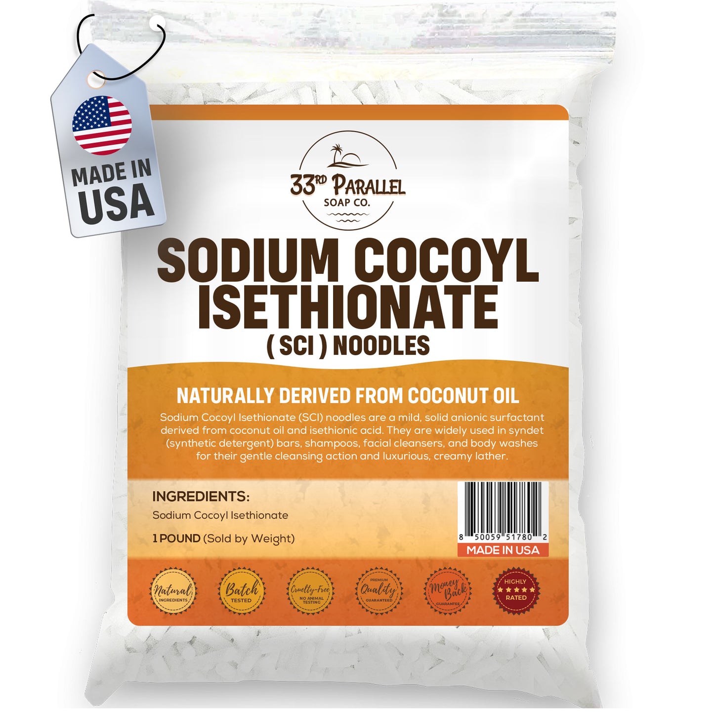 Sodium Cocoyl Isethionate (SCI) Noodles
