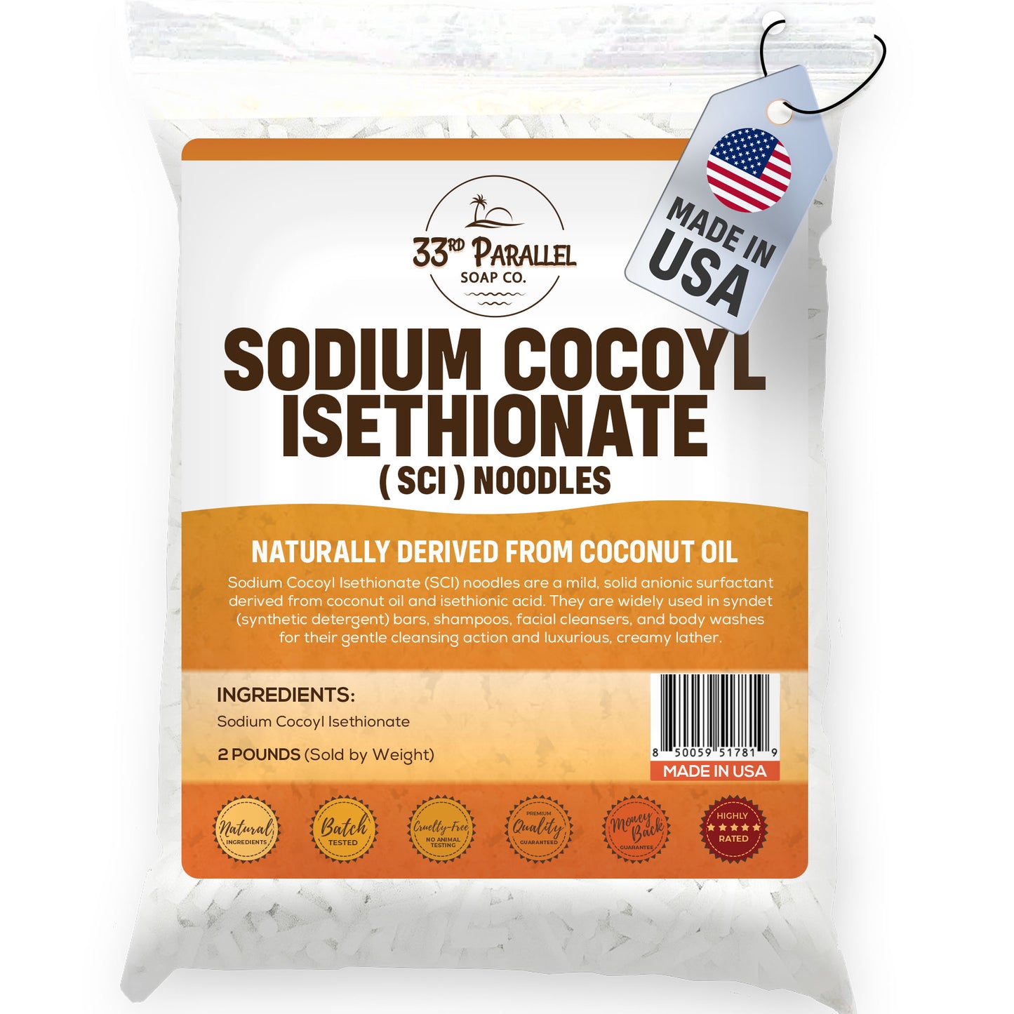 Sodium Cocoyl Isethionate (SCI) Noodles