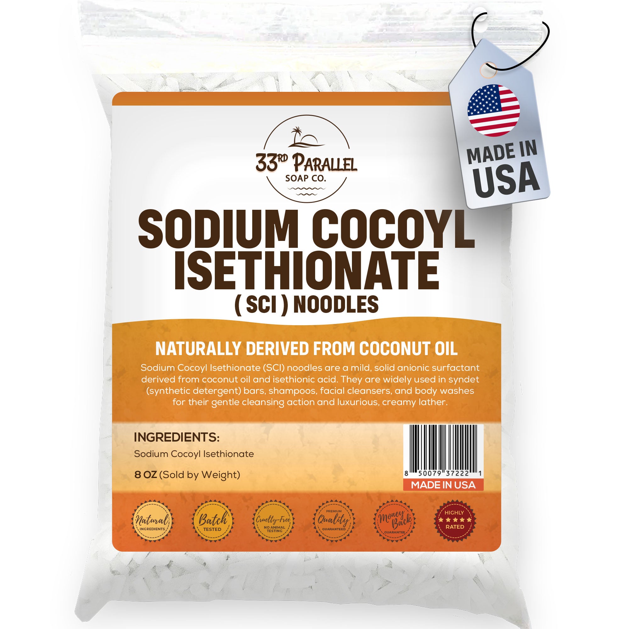 Sodium Cocoyl Isethionate (SCI) Noodles Surfactant | 33rd Parallel Soap ...