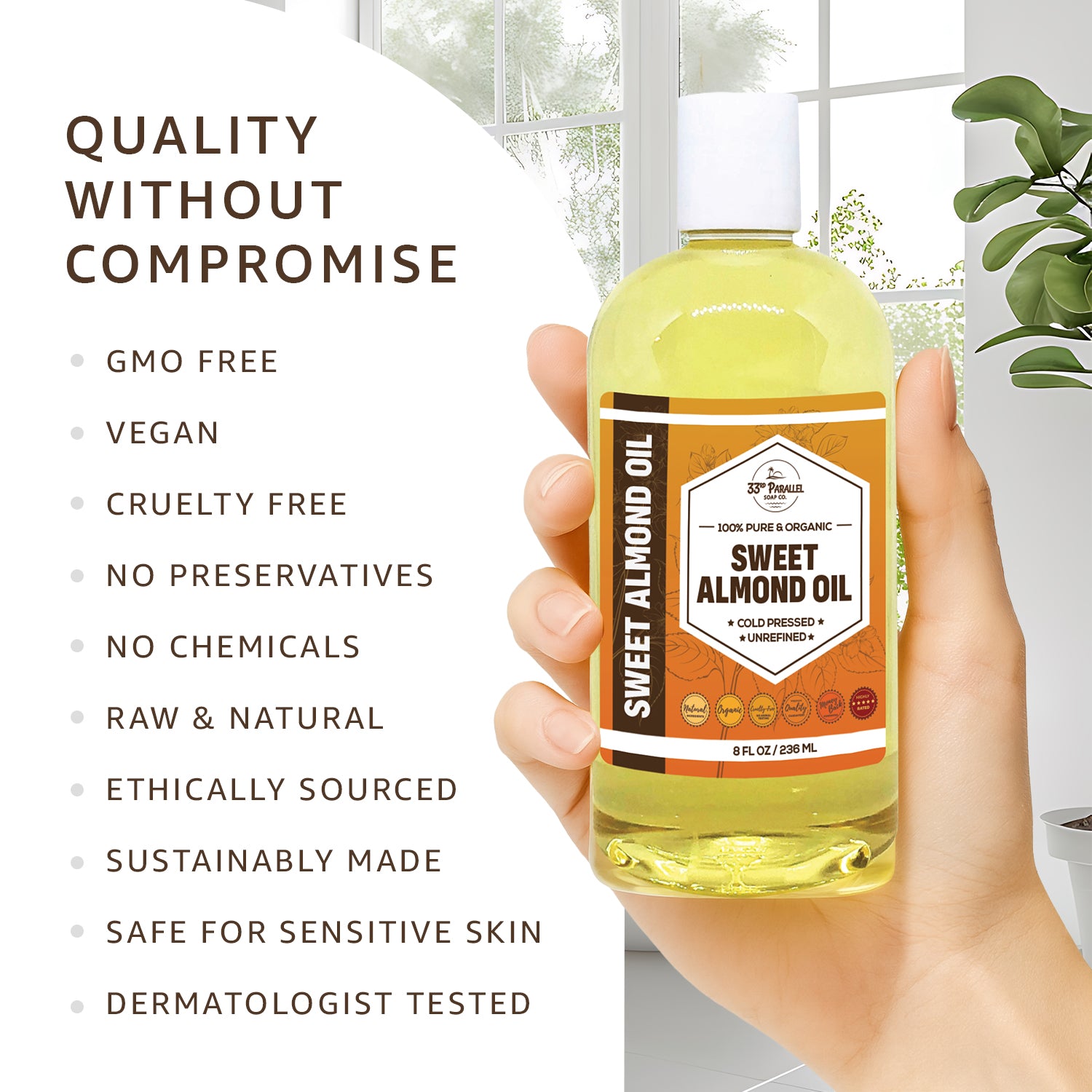 Sweet Almond Oil for Skincare & Haircare | 33rd Parallel Soap